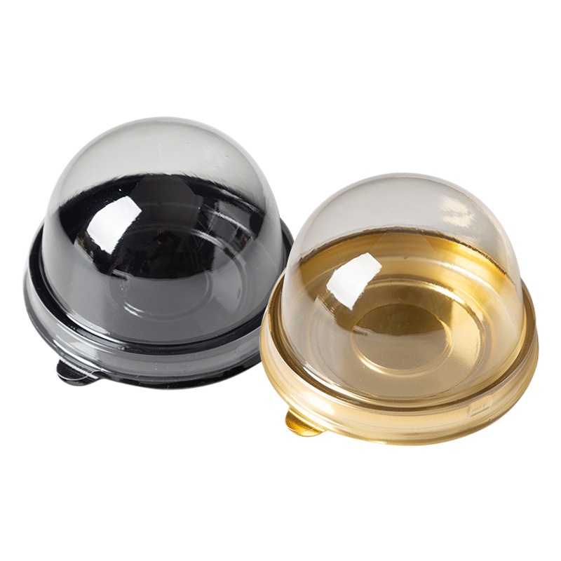 Black gold plastic round blister moon cake box thickened moon cake holder souffle box snow Mei Niang box 50 pieces