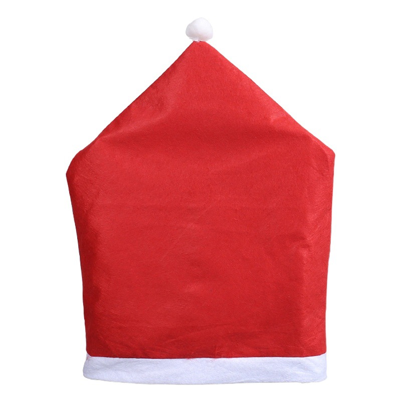 Non-Woven Christmas Chair Set Table Decorations 2025 Amazon Red Christmas Hat Chair Cover Soft Feel