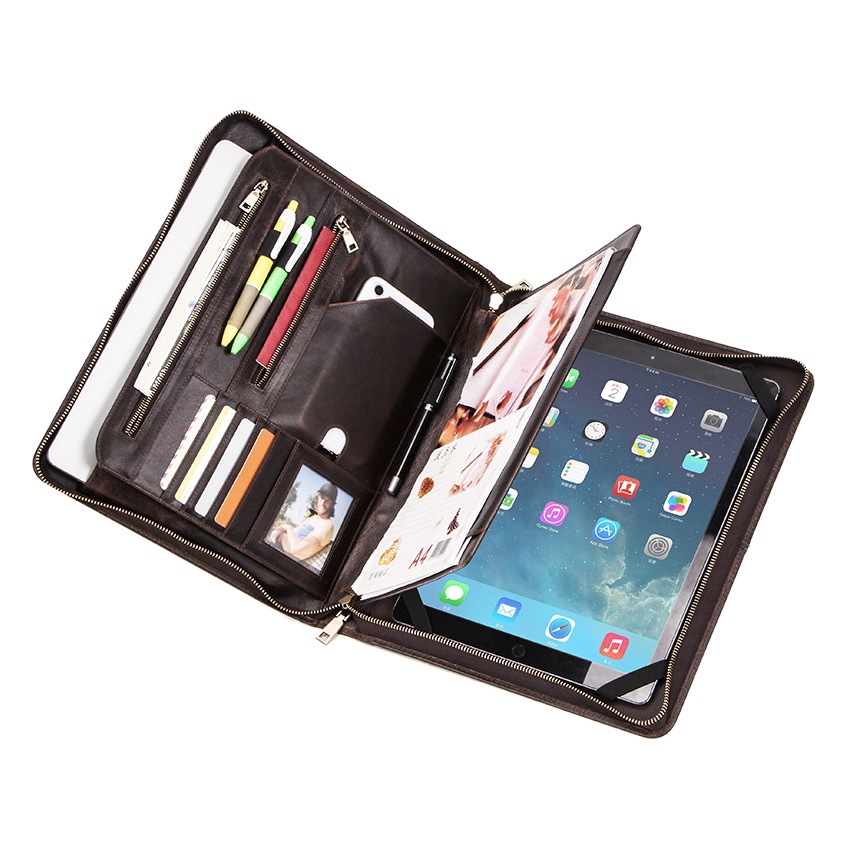 Picture of Suitable for ipad pro12.9 leather protective case multi-function can be put a4 paper zipper portable iPad leather case wholesale