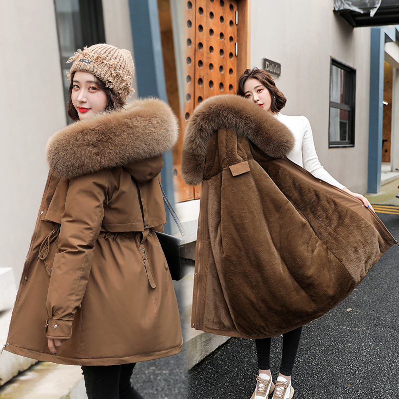 Parker 2024 New Mid-length Elegant Cotton-padded Jacket Cotton-padded Coat for Petite Winter fleece-lined Thickened plus size Cotton-padded Coat for Women