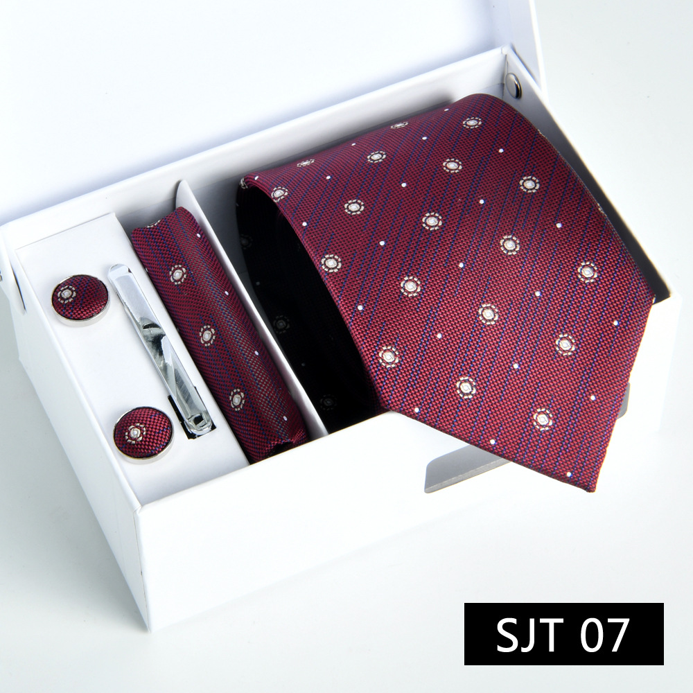 Picture of Tie formal business executive 5-piece gift box wedding = = groom wedding festive wine red in stock new