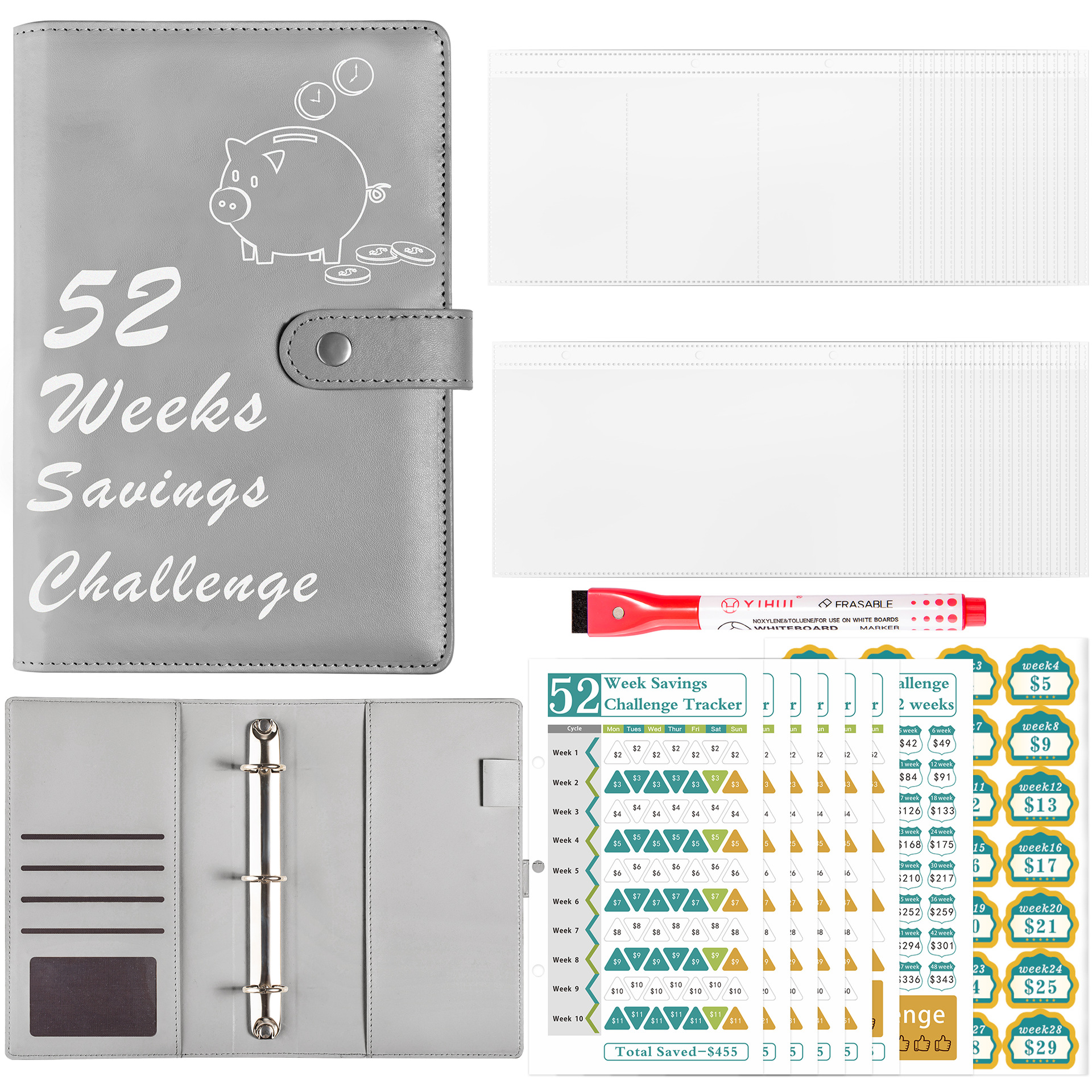 Cross-Border Supply 52Weeksavingschallenge 52 Weeks Challenge Money Saving Book Cash Saving Book Loose-Leaf Book