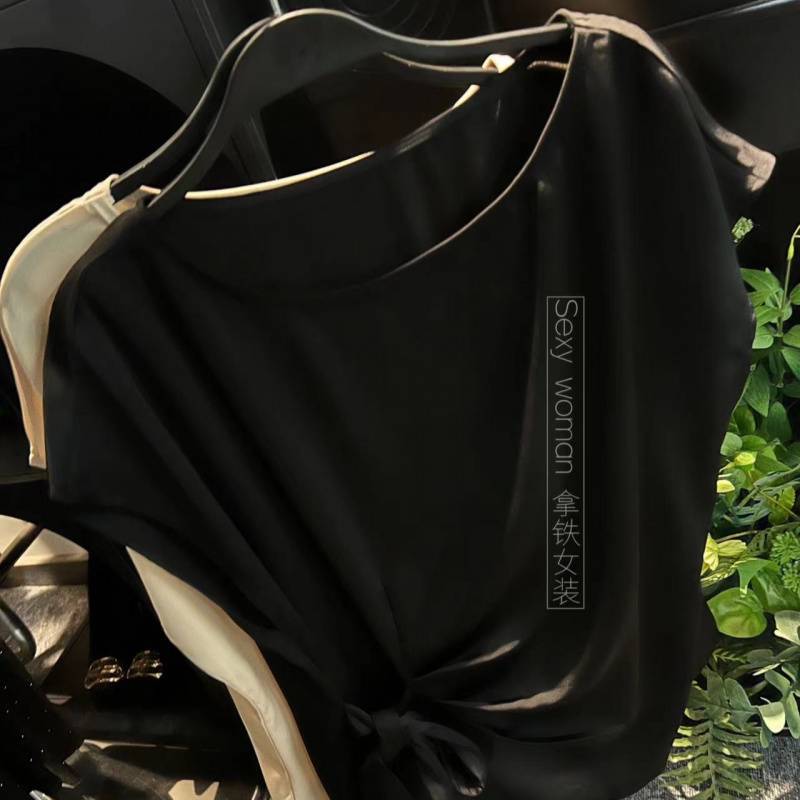 Picture of Tie Bow Design Shirt 2025 Summer Fashion Tight Waist Small Shirt Slimming Short Sleeve Top