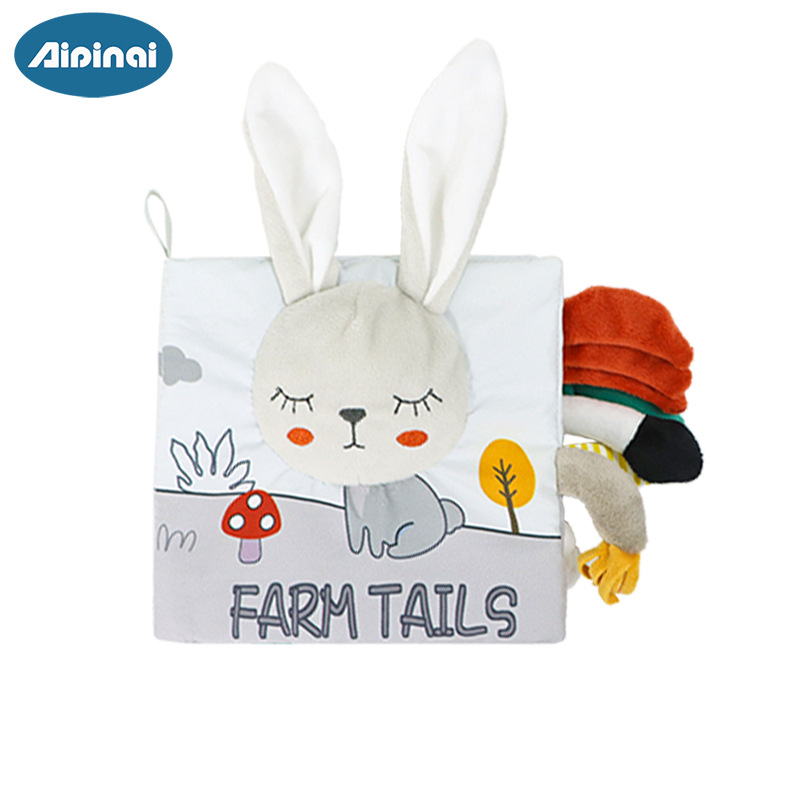 Picture of Aipinqi's New Visual Gray and White Tail Cloth Book Baby Can Not Tear Cloth Book Can Chew Stereo Book Toy