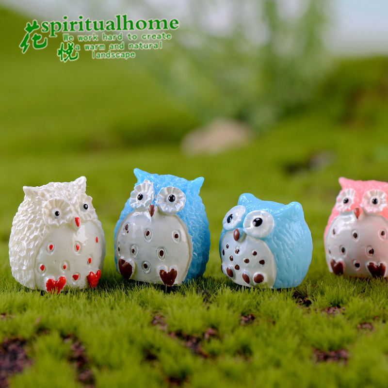 Picture of Small 4 Color Owl Moss Micro Landscape Ornaments Ornaments DIY Assembled Resin Small Ornaments