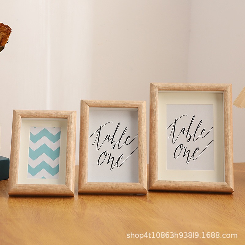 Picture of Factory in stock simple hollow photo frame wall 7 inch 8 inch 10 inch A4 wooden diy creative inspirational photo frame table