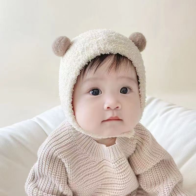Baby Hat Newborn Cute Ear Protection Hat Autumn and Winter Super Cute Baby Bag Head Hat Autumn and Winter Warm Plush Hat