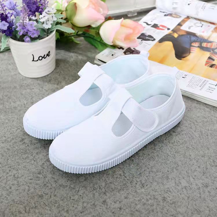 Picture of Spring New Children's Canvas Shoes White Shoes Unisex Indoor Dance Shoes Slip-on Comfortable Non-slip Soft Sole