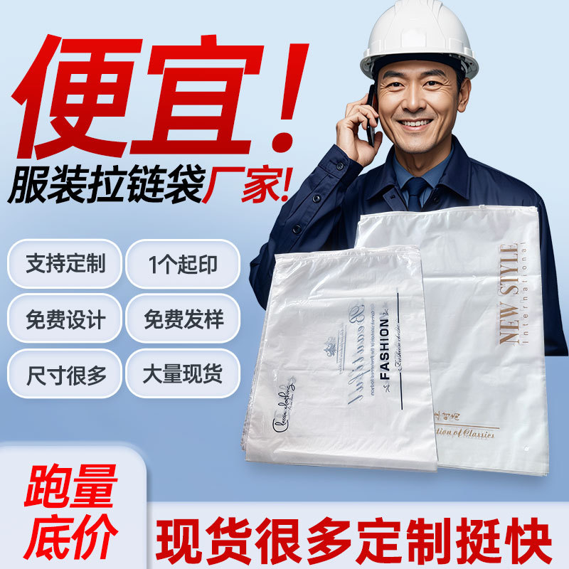 Factory wholesale PE zipper bag thickened garment sealed bag transparent PE zipper bag wholesale packaging bag PE plastic bag