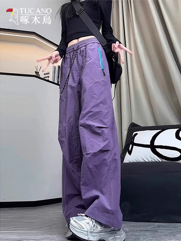 Woodpecker purple quick-drying assault pants women's summer thin small outdoor paratrooper mountaineering sports cargo pants