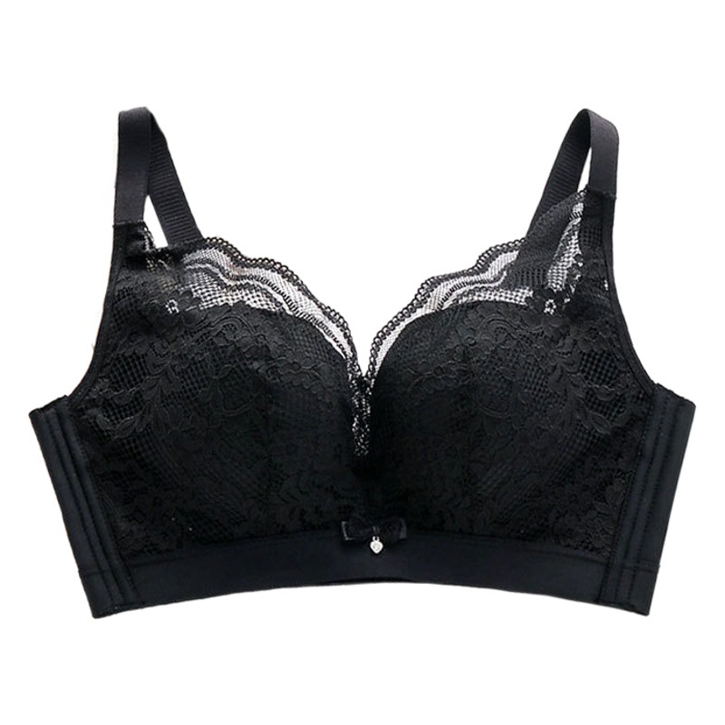 Yuyue New Mulberry Silk Underwear French Style Sexy Small Chest Large Bra No Steel Ring Gathering Lace Thin Bra