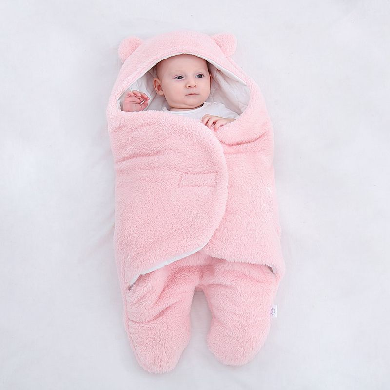 Picture of Baby Holding Sleeper Autumn and Winter Thickened Newborn Baby Swaddling Supplies Anti-startling Outgoing Bag Sleeping Bag