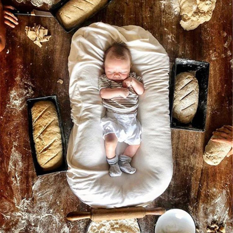 Cross-Border Pure Cotton Solid Color Newborn Uterus Bionic Bed Portable Removable and Washable Folding Comfortable Crib Bed