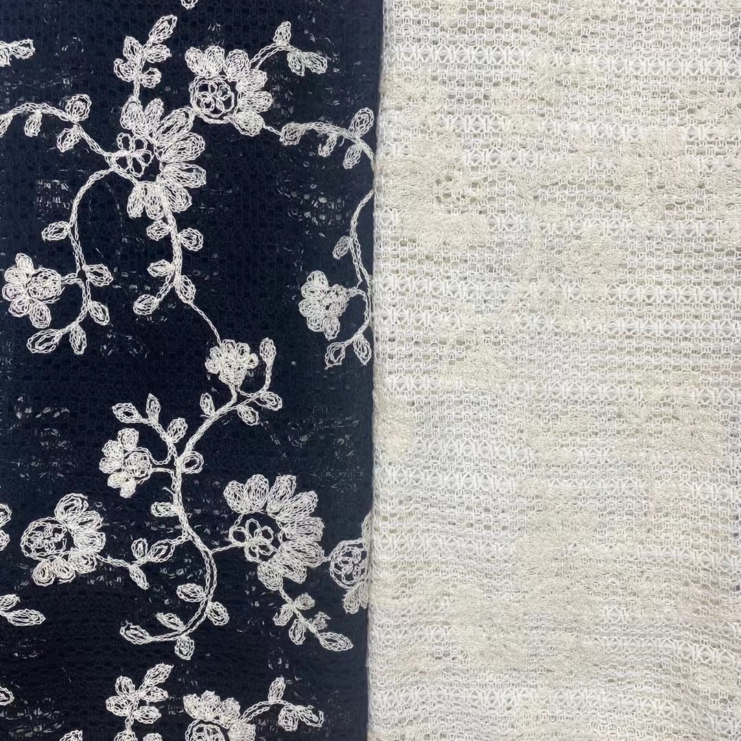 New Plum Blossom Cotton Thread Embroidered Fabric Cut Out Stereo Lace Han Dynasty Dress Embroidered Embroidered Fabric