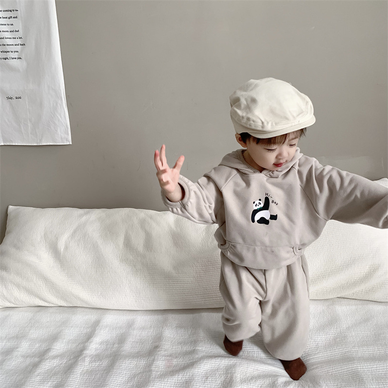 Picture of Children's Cartoon Printed suit Autumn Clothes Baby's Autumn Clothes Korean Style Children's Wear Boy's Hooded Sweater Two-Piece Set