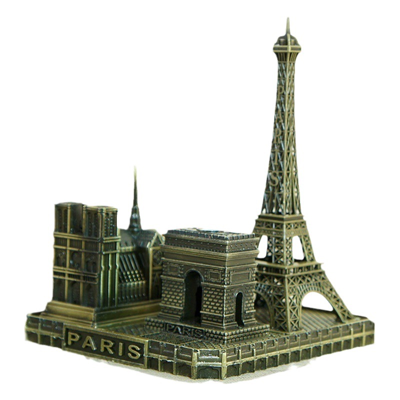 Paris Tourist Souvenirs Metal Notre Dame Arc de Triomphe Tower Church Photography Props Gifts Paris Podium