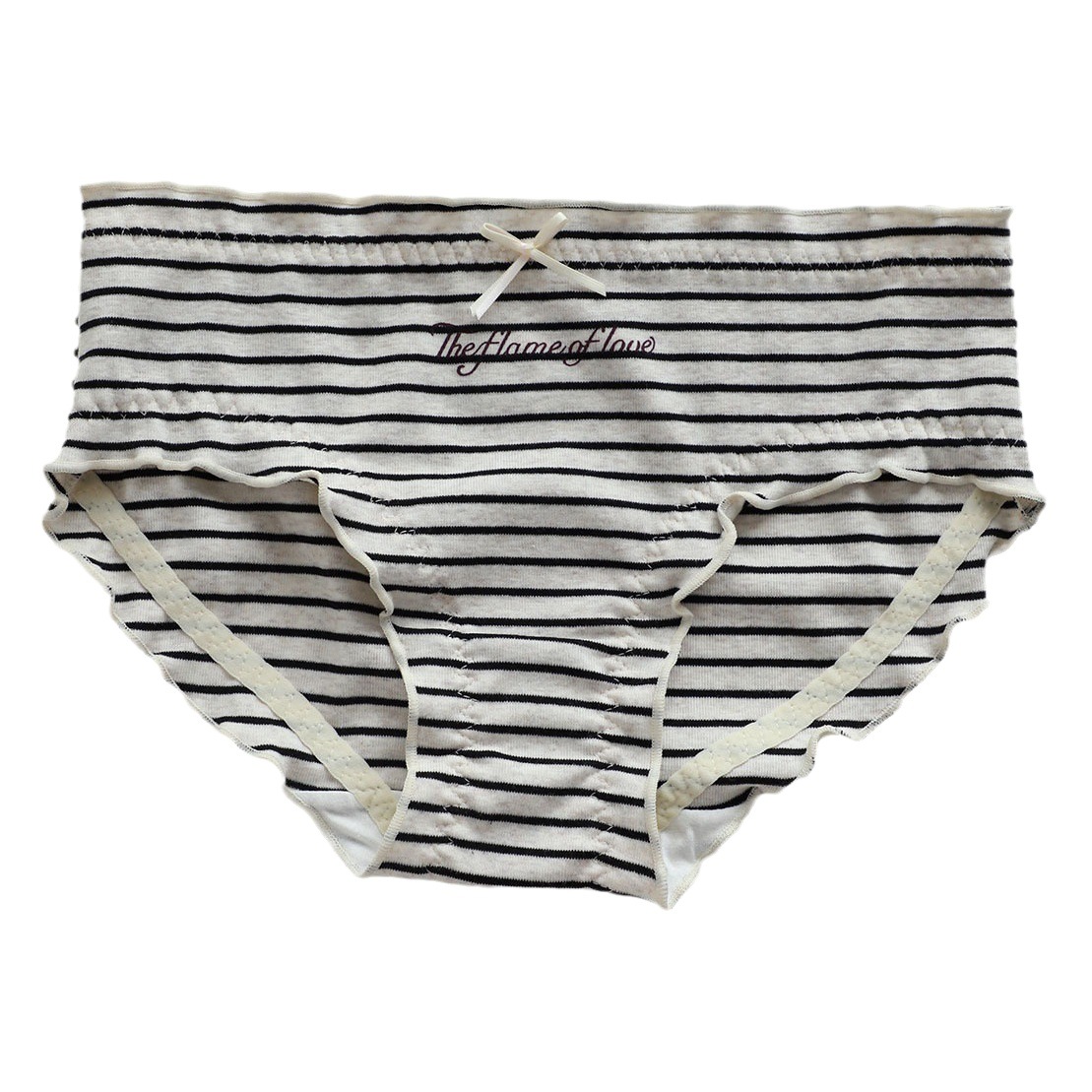 Free Girl's Stripesd Underwear with Lettering Print, Trendy Cotton Underwear, Lazy Student Breathable Butt Lifting Underwear