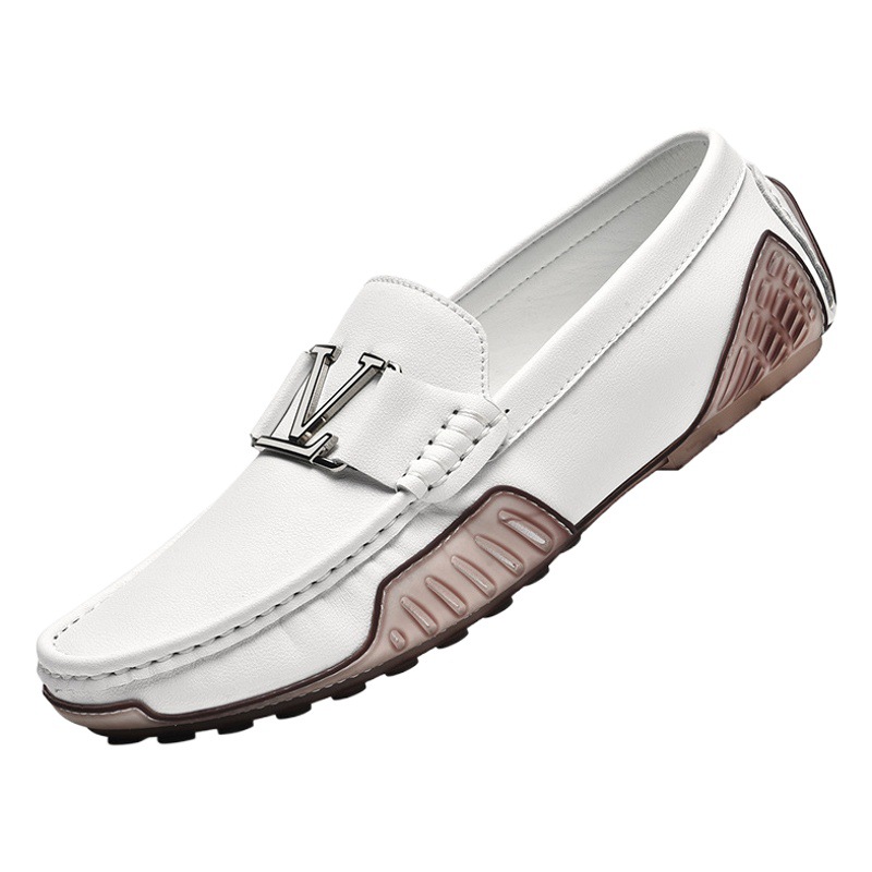 Live Cross-border Genuine Leather fleece-lined Doug Shoes Trendy Casual Leather Shoes Cowhide Slip-on Driving Trendy Shoes plus size Men's Shoes