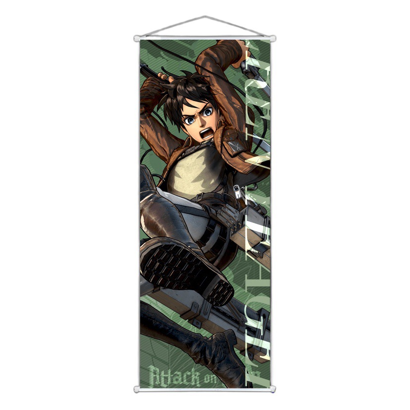 Attack of the Giant Hanging Painting AttackonTitan Allen Lewell Soldier Long Three Lichi Peach Skin Scroll Cloth Painting