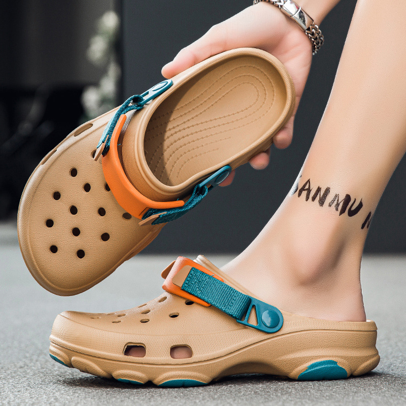 2024 new Velcro hole shoes men's beach sandals Men's Garden shoes cross-border popular EVA sandals in stock