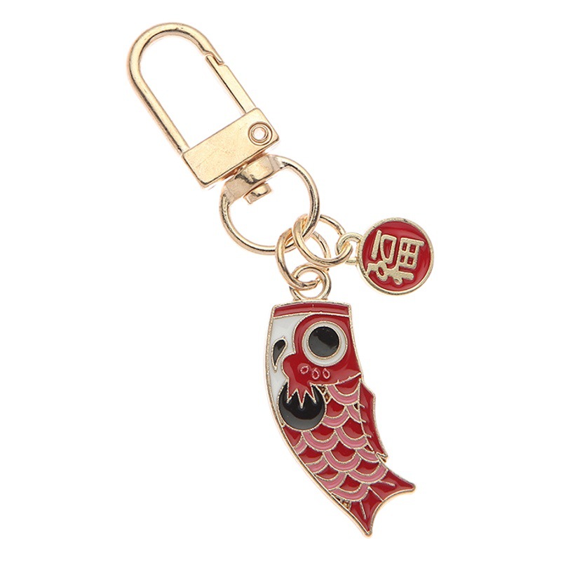 Creative Japanese Style Lucky Koi Key Chain Ring Cute Carp Blessing Mobile Phone Chain AirPods Pendant Small Gift