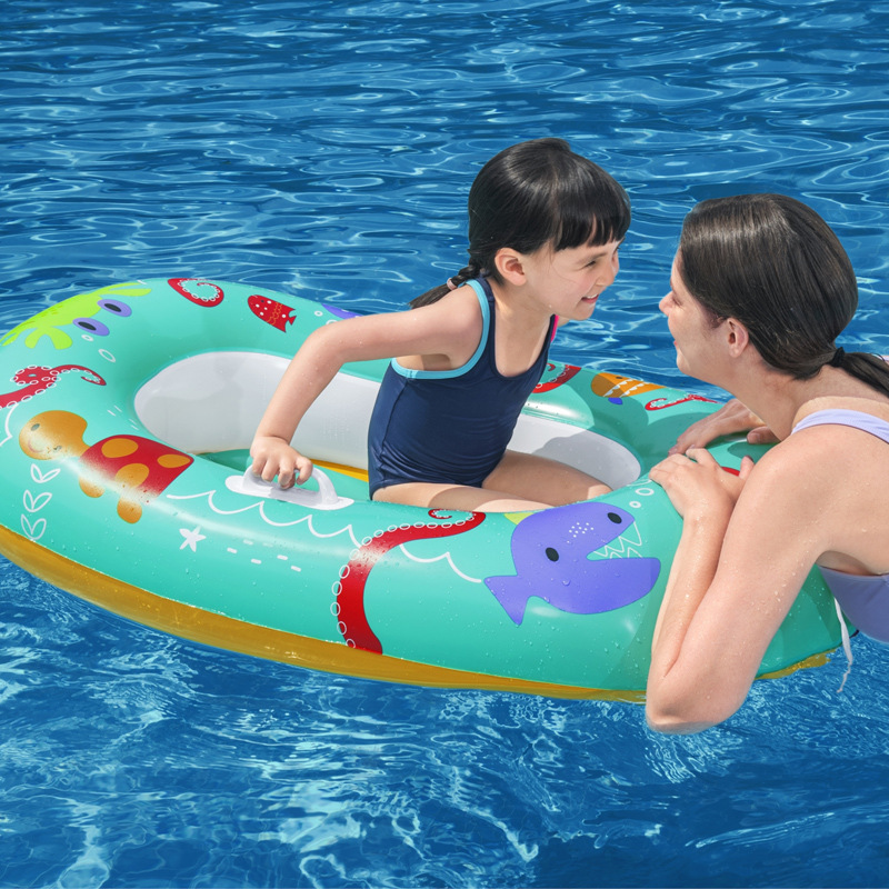Picture of Inflatable cartoon children's kayak with armrest soft bottom water swimming ring seat type Children's boat 34009