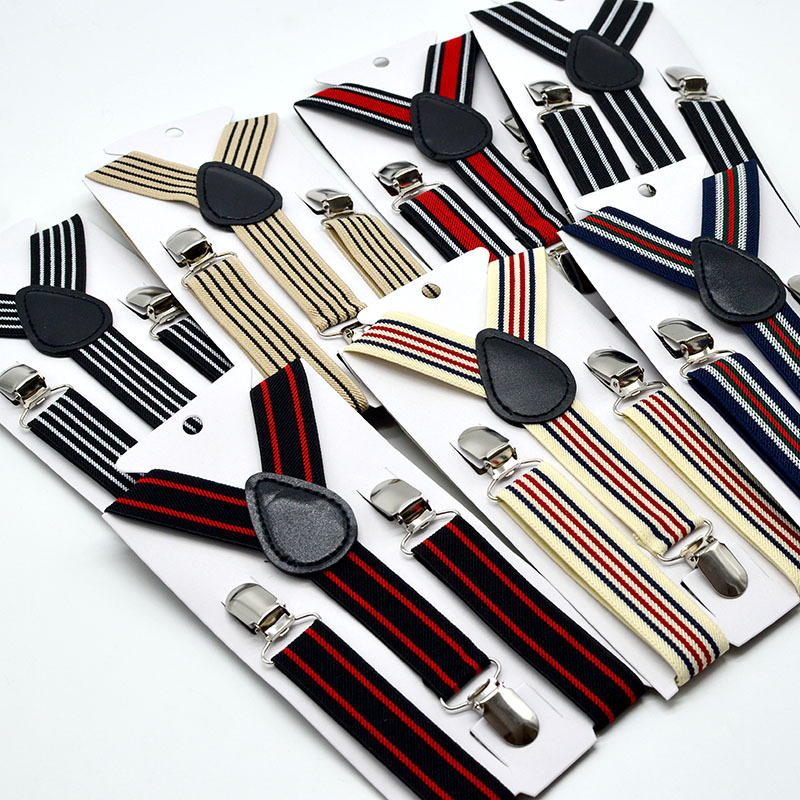 Picture of Children's 2.5cm Strap Clip Vintage Striped Series Boys and Girls Universal Suspender Belt Baby Autumn and Winter Pants Clip