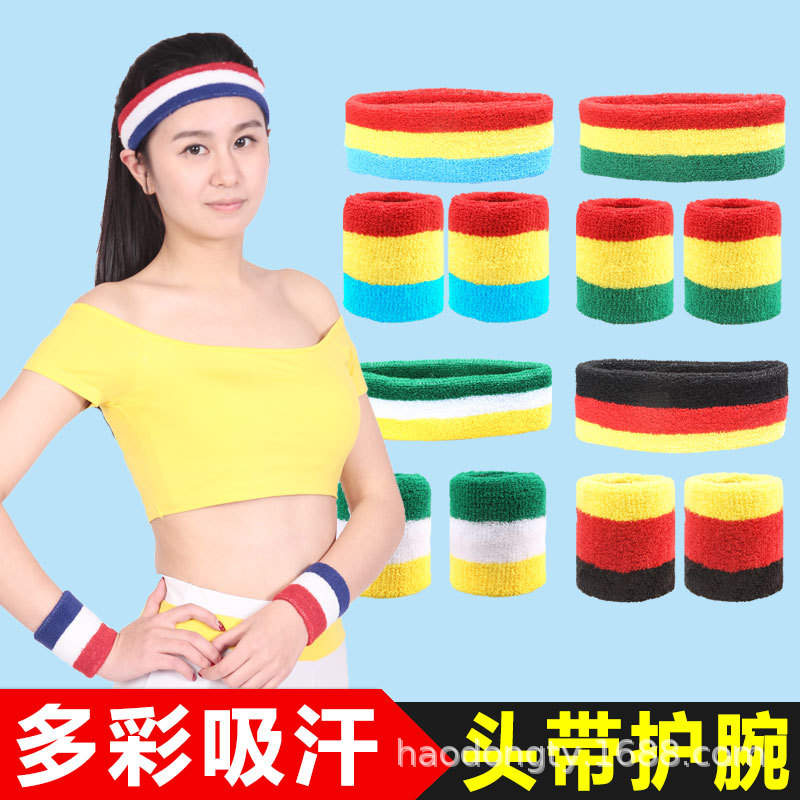 Color-clipping sports wrist headband headscarf dance performance hair band anti-sweat wristband for boys and girls children three-piece set for children
