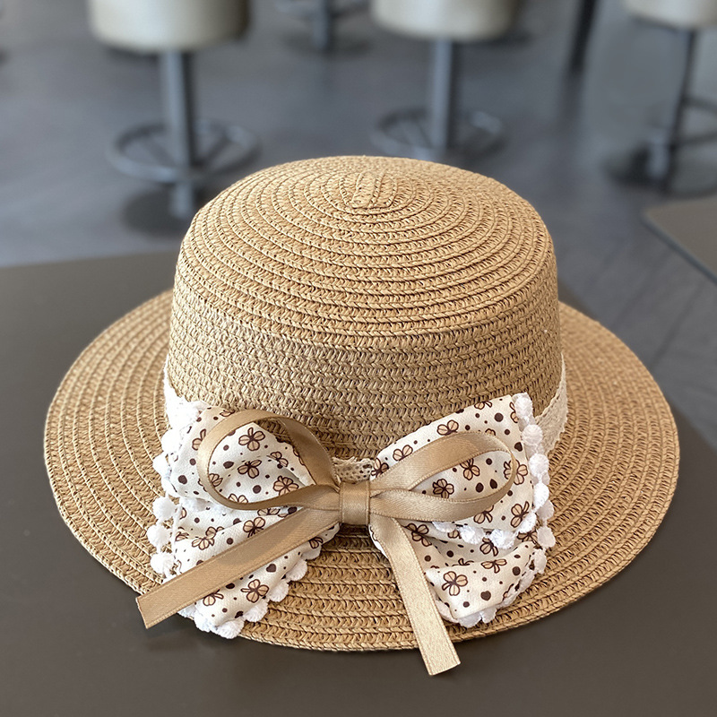 Picture of Children's Sunscreen Hat Summer Girl's Sunshade Straw Hat Bag suit Girl Baby Girl Western-style Lace Princess Beach Hat