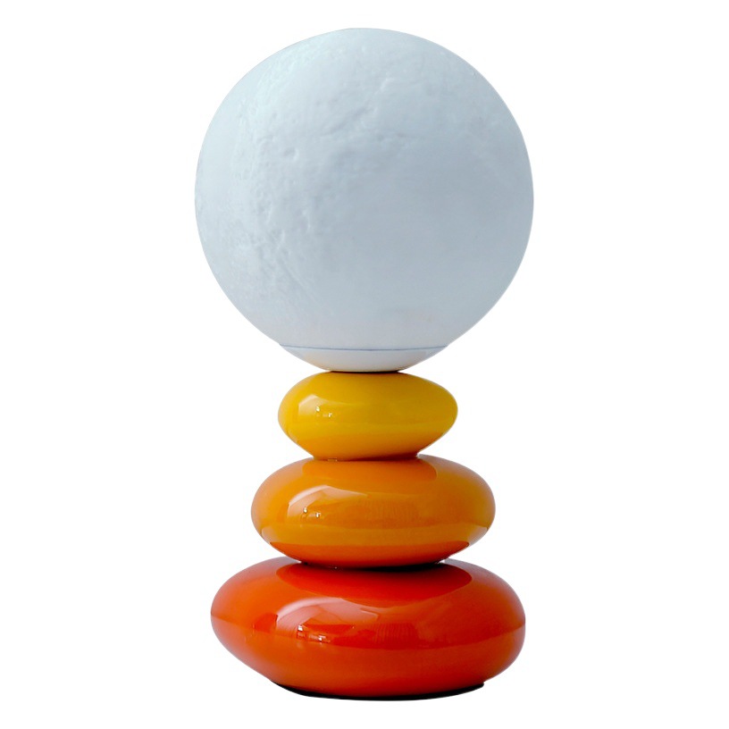 Ceramic Table Lamp Cream Wind Advanced Sense Bedside Lamp Bedroom Sleep Planet Lamp Atmosphere Lamp Decoration Night Lamp Stacked Stone