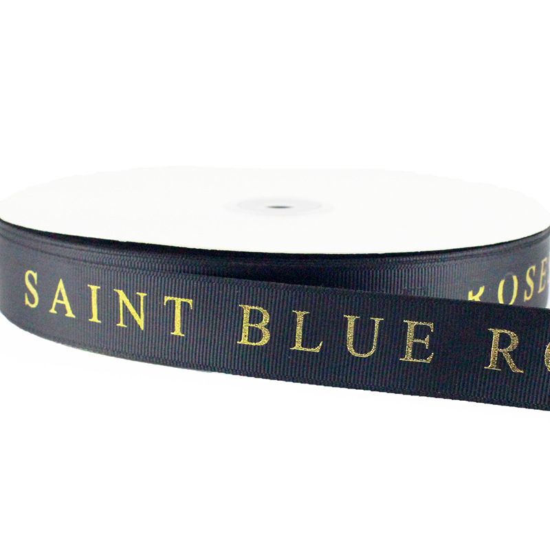 Picture of 2.5cm Black Thread Belt Bronzing Ribbon Making Logo Printing Letter Ribbon Flower Packaging Ribbon