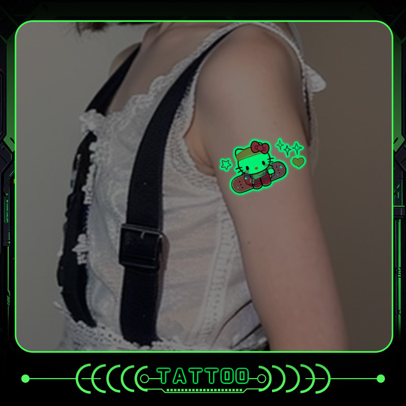 Picture of Cute luminous cartoon cartoon tattoo stickers men and women children arm shoulder fluorescent pattern waterproof long lasting students