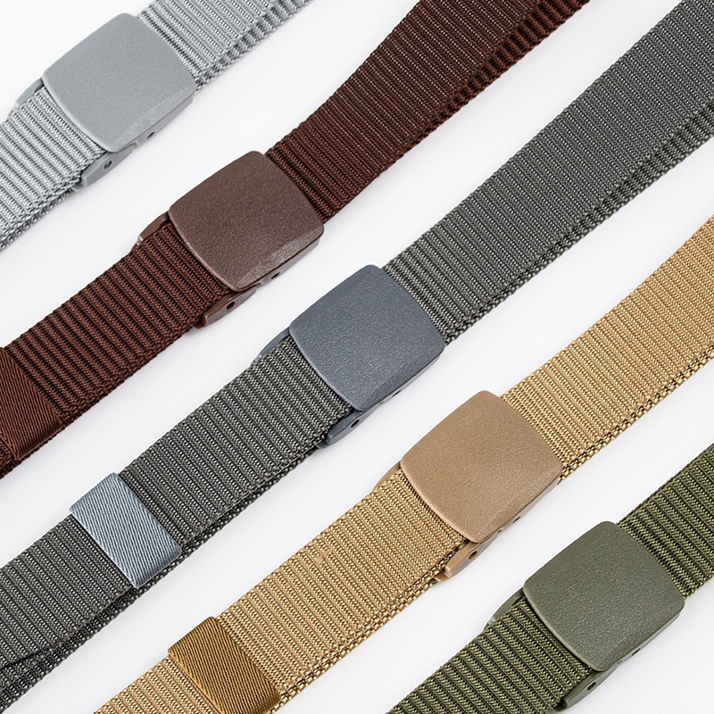Outdoor Sports Canvas Plastic Buckle Nylon Belt Anti-allergy Security Check Non-metallic Men's Belt Military Training Belt