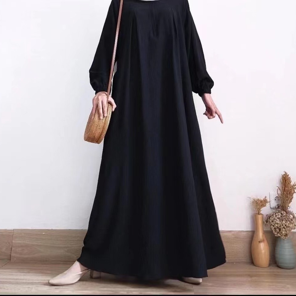 Picture of Foreign trade new cross-border Middle East solid color long sleeve zipper round neck dress Muslim dress factory batch in stock