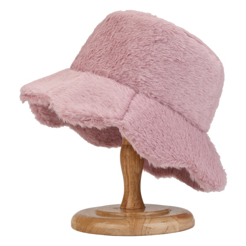 Autumn and winter plush fisherman hat girls sweet cute warm cold hat ruffled face small Korean version basin hat