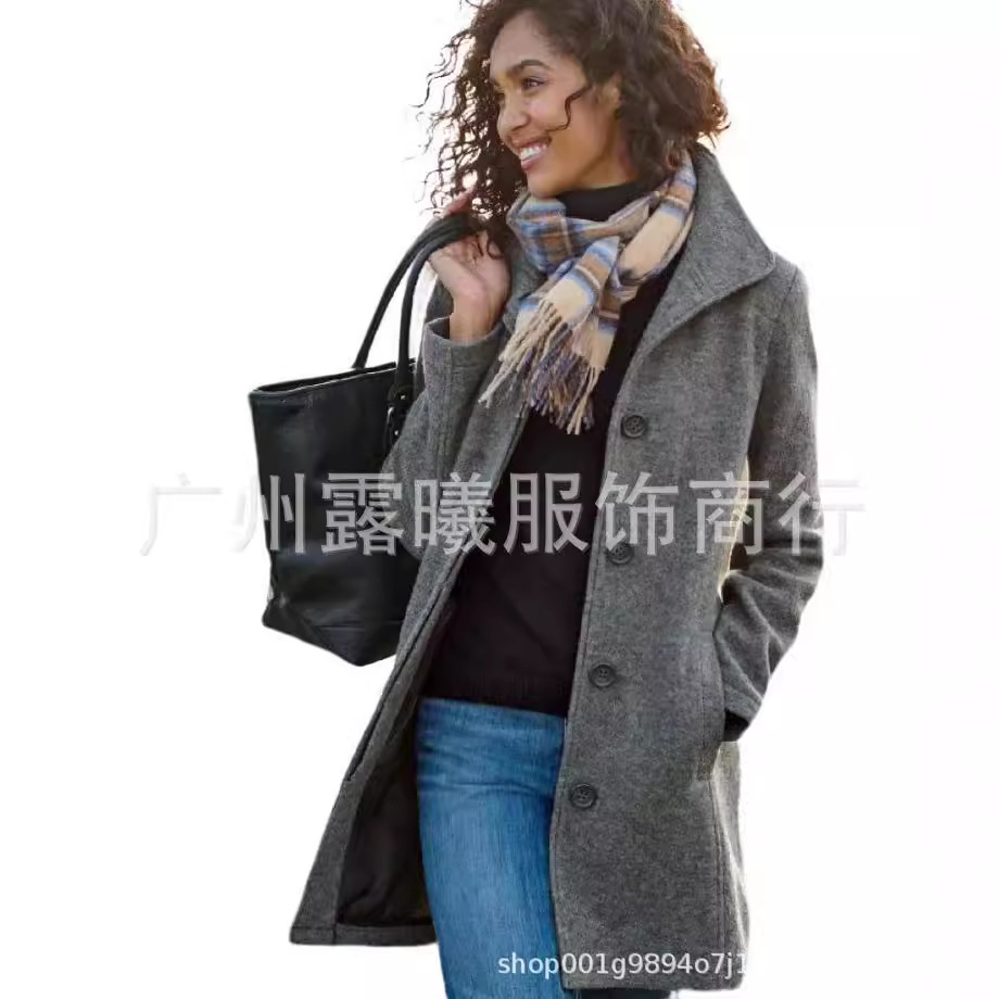 Picture of 2024 Amazon Hot Style European and American Fashion Thickeneded Woolen Outwear Autumn and Winter Women's Pure Color Long Outwear Women's Fashionable