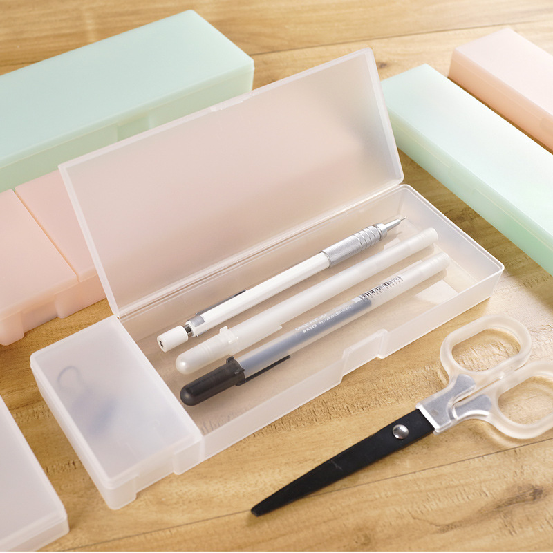 Picture of Japanese Simple Frosted Stationery Box, Unprinted Small Fresh Style Pen Box, Grinding Tool, Processing, Printable Logo