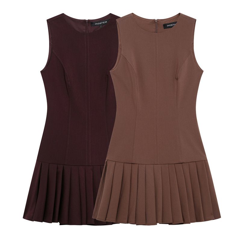 Saw Aliexpress Independent Site New Dress Women's Slim Casual Round Neck Sleeveless Design 4764266