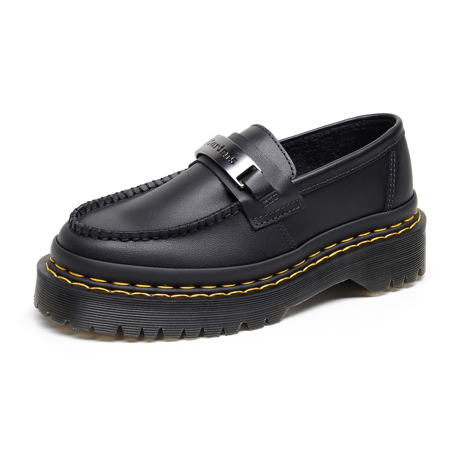 Cross-border Loafers Nameplate Iron Plate Women's Double Yellow Line Genuine Leather Low-top Men's Small Leather Shoes British-style Fashion Student Casual