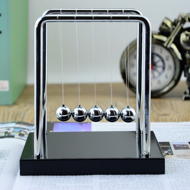 Picture of Wooden Base Stainless Steel Bracket Square Newton Pendulum Ball Bumper Ball Anti-Breakage Line Business Gift Ornaments