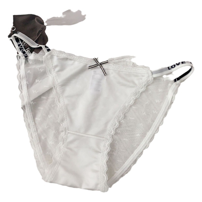 Light luxury satin lace thin belt low waist cotton crotch girl's sexy pure desire summer seamless briefs women