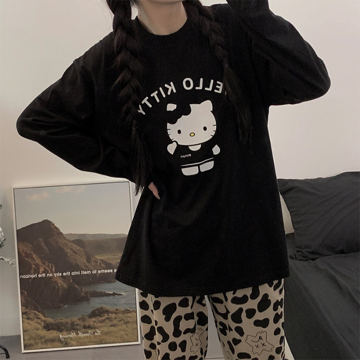 Cross-border Japanese cartoon cute spring and autumn pajamas female student dormitory home clothes casual sweet suit can be worn outside