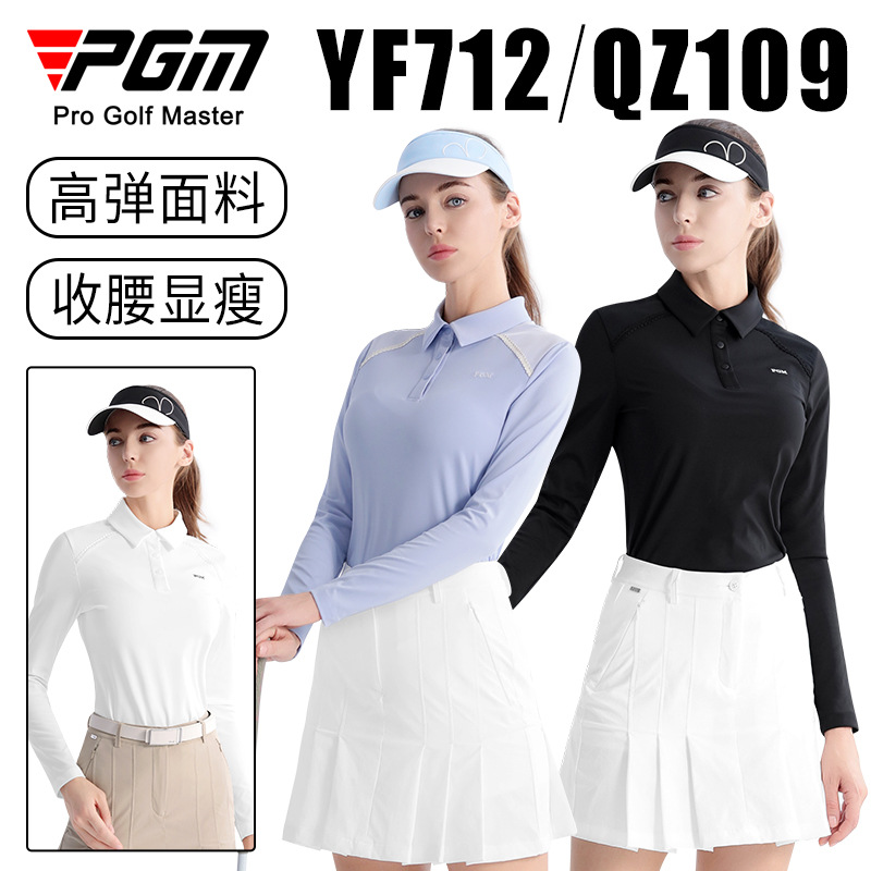 Picture of PGM Golf Clothing Women's Summer Long Sleeve T-Shirt POLO Shirt High Elastic Top Slim Breathable Comfortable Sportswear