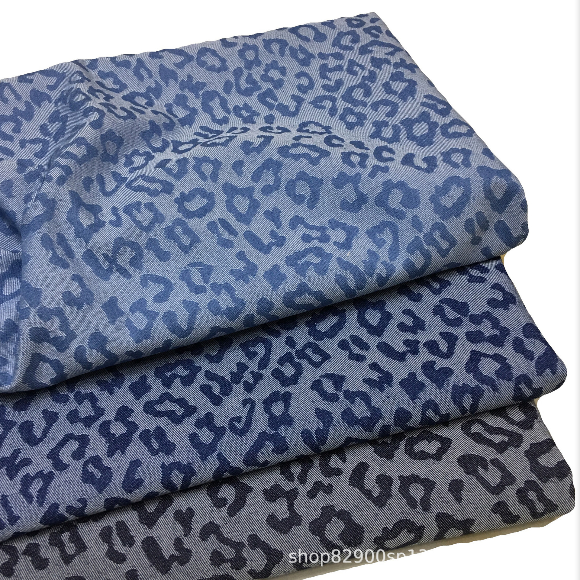 Factory wholesale ins wind leopard print fashion yarn-dyed jacquard washed Denim coat clothing skirt pants spring and summer fabric