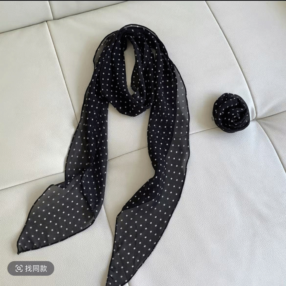 Picture of Long Poll Dot Scarf Women's Spring and Autumn Summer New All-match Three-dimensional Rose Scarf Ribbon Thin Narrow High-end Fashionable