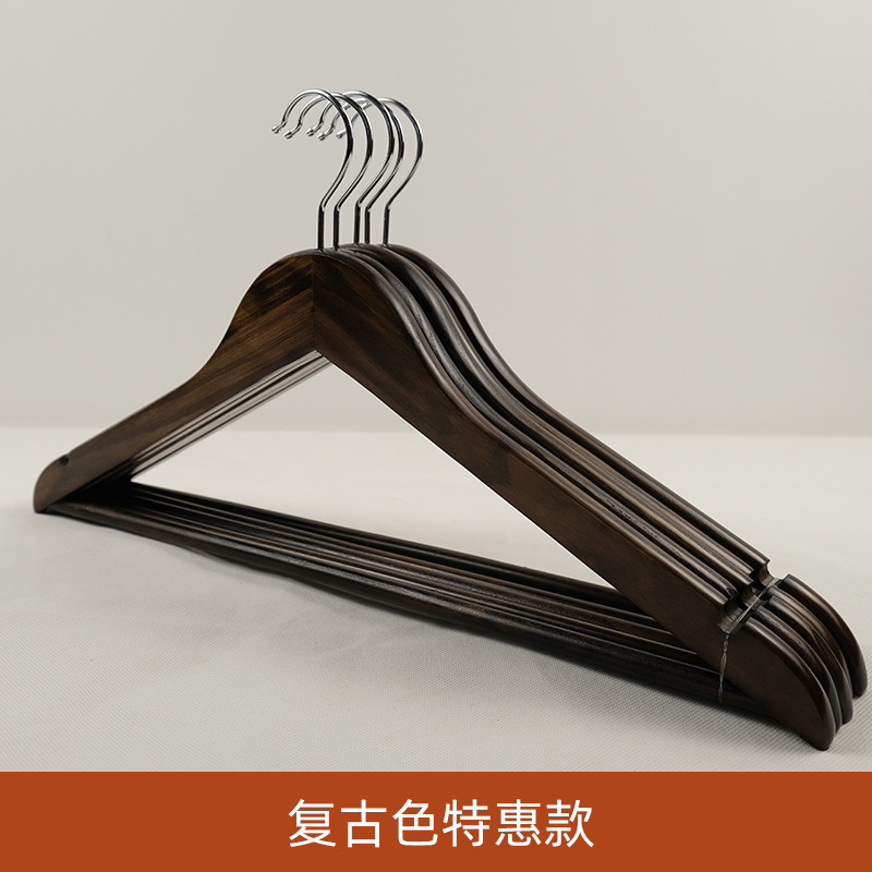 Picture of Wooden Clothes Hanger, Lotus Wood Clothes Hanger, Household Clothes Hanging, Retro Thickened Clothes Drying Rack, Hotel Clothes Hanger, Traceless Anti-Shoulder Corner