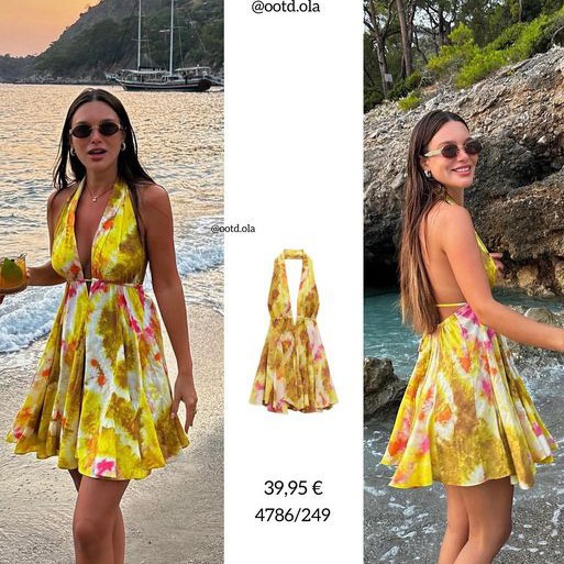 Women's clothing wholesale spring new holiday style backless cotton neck short printed dress