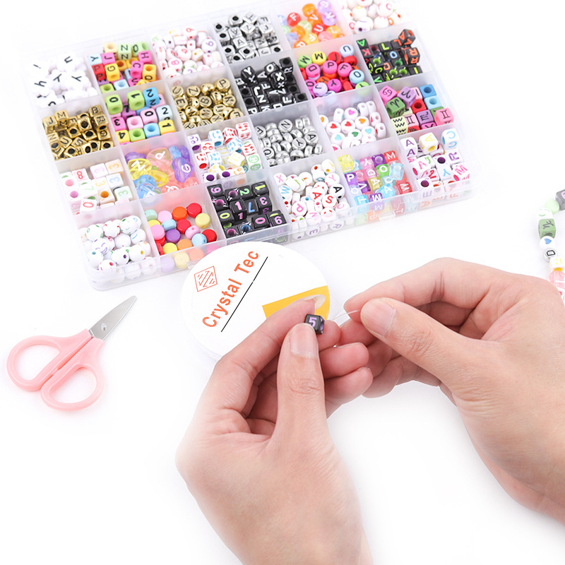 Picture of Amazon Hot Sale 24 Grid Multi Style Letter Beads Boxed Color Beads Handmade Set with Accessories diy Material
