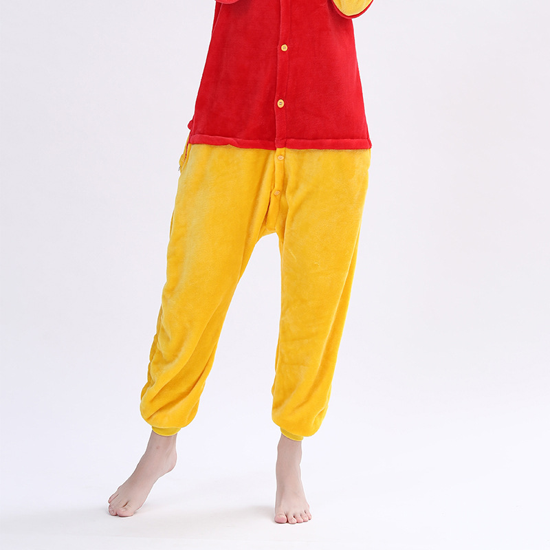 Cross-border spot new pajamas cartoon conjoined Winnie bear couple pajamas flannel home clothes conjoined pajamas