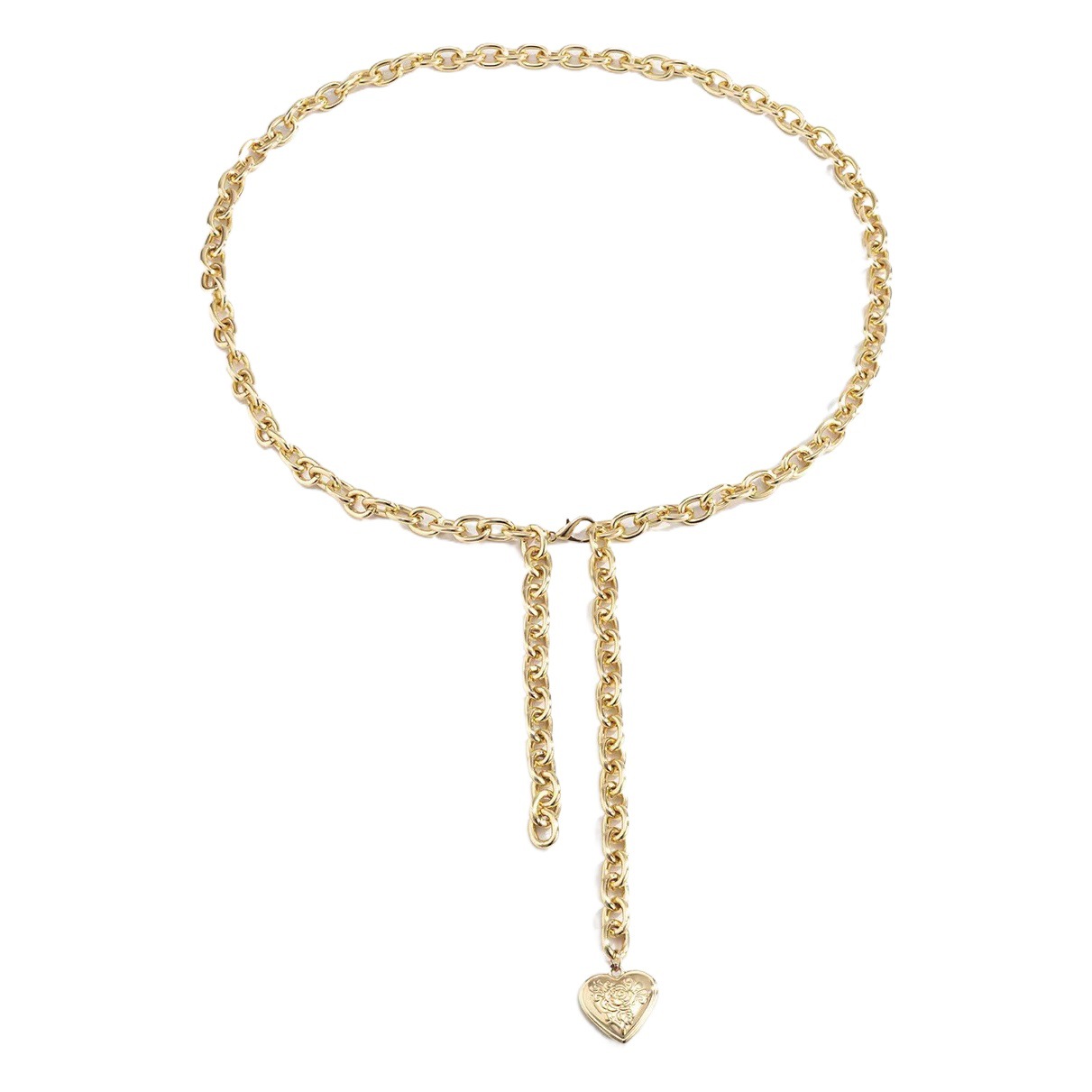 European and American Cross-border Jewelry New Cross Chain Tassel Body Chain Simple Open Letter Peach Heart Pendant Waist Chain